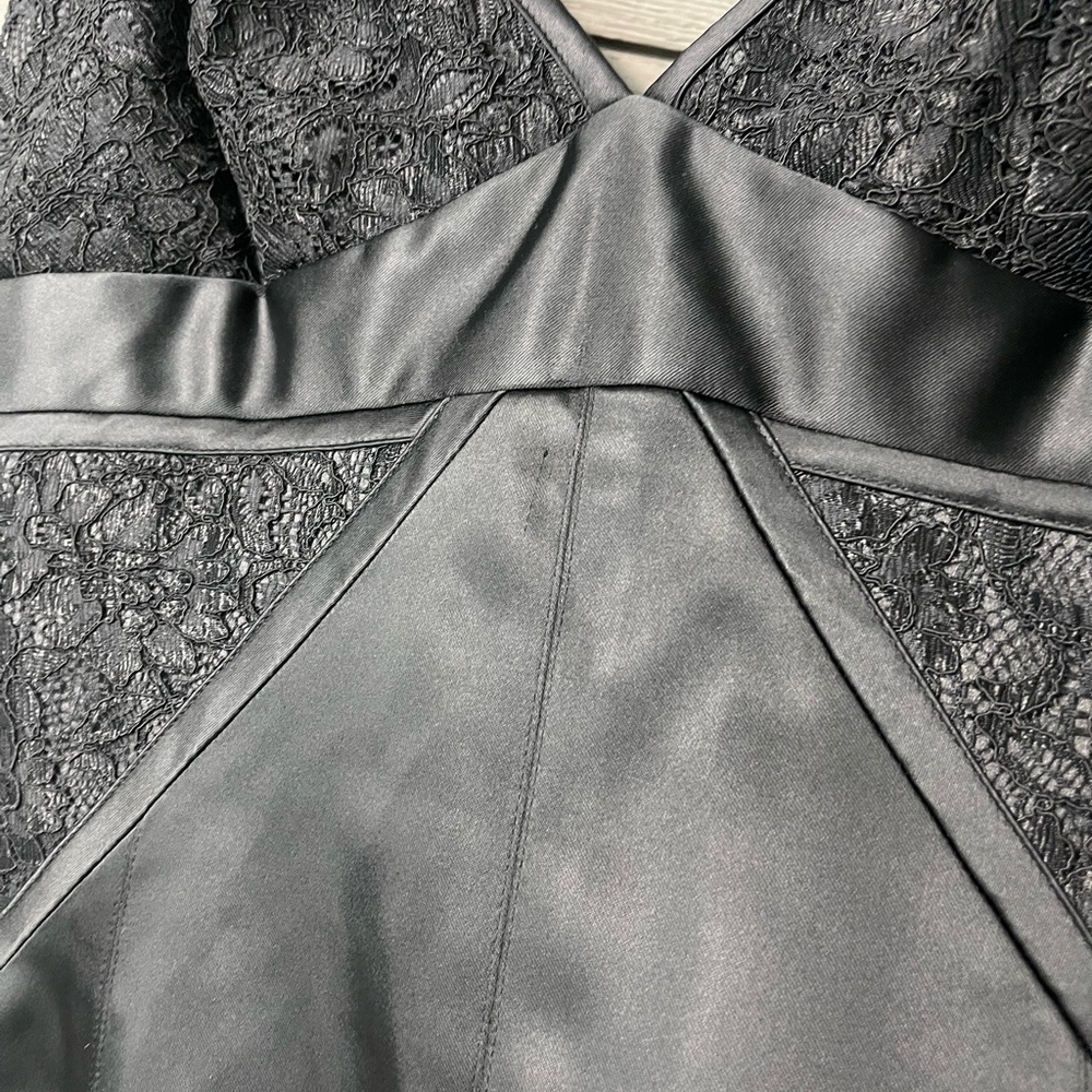 Laundry Black Satin Lace Bodycon Formal Mini Dress Crystal Accent 6 Summer LBD - Picture 14 of 14